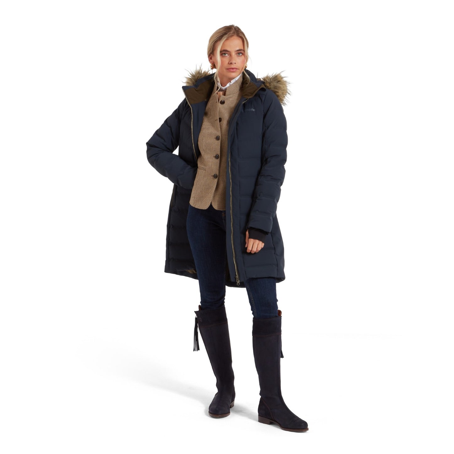 Schoffel Hurlingham Waterproof Down Coat Carbon Navy