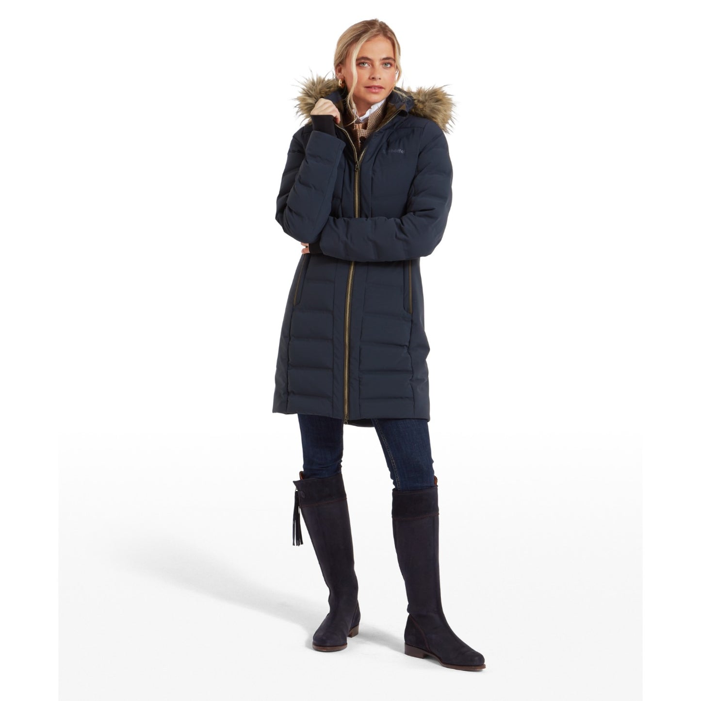 Schoffel Hurlingham Waterproof Down Coat Carbon Navy