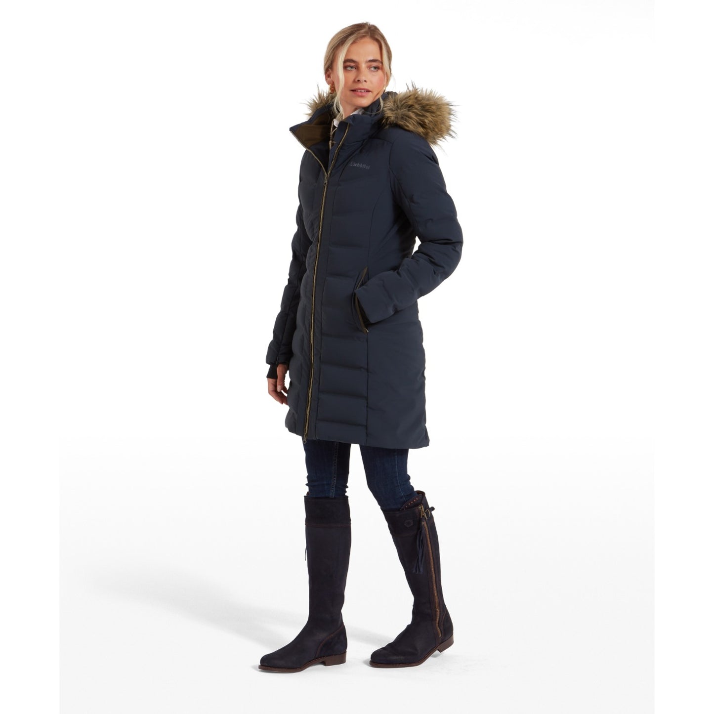 Schoffel Hurlingham Waterproof Down Coat Carbon Navy