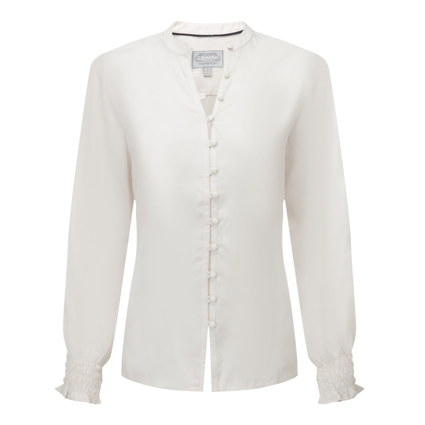 White blouse with buttons on a white background