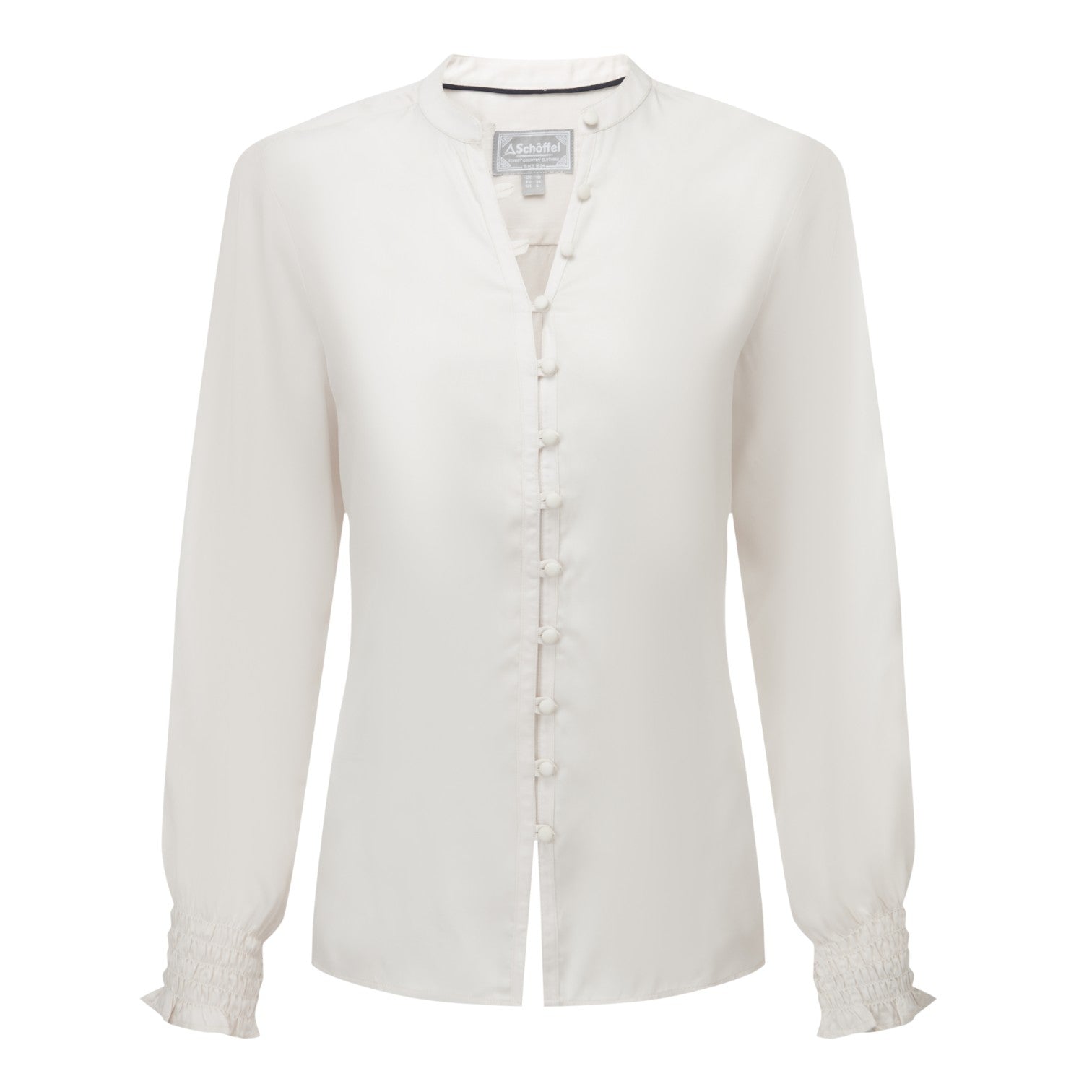 White blouse with buttons on a white background