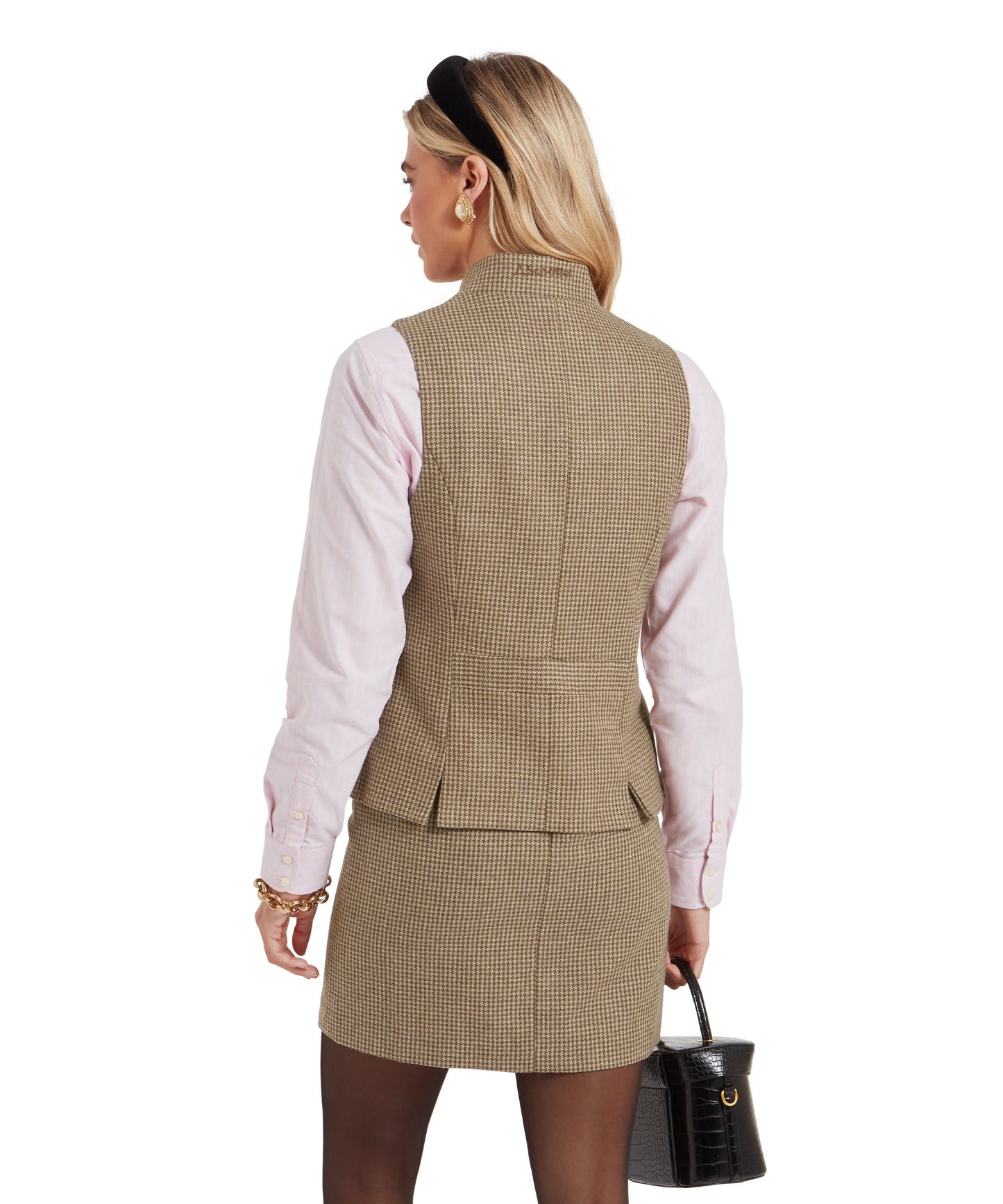 Schoffel Millport Tweed Nehru Waistcoat Houndstooth Tweed