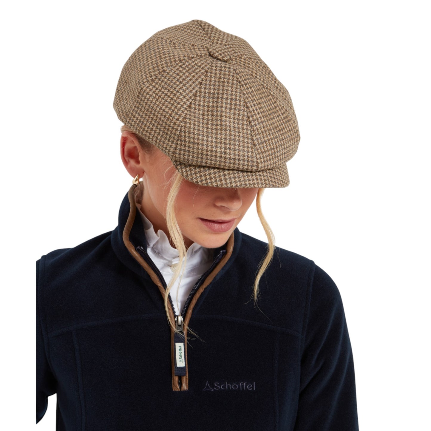 Schoffel Newsboy Cap Houndstooth Tweed