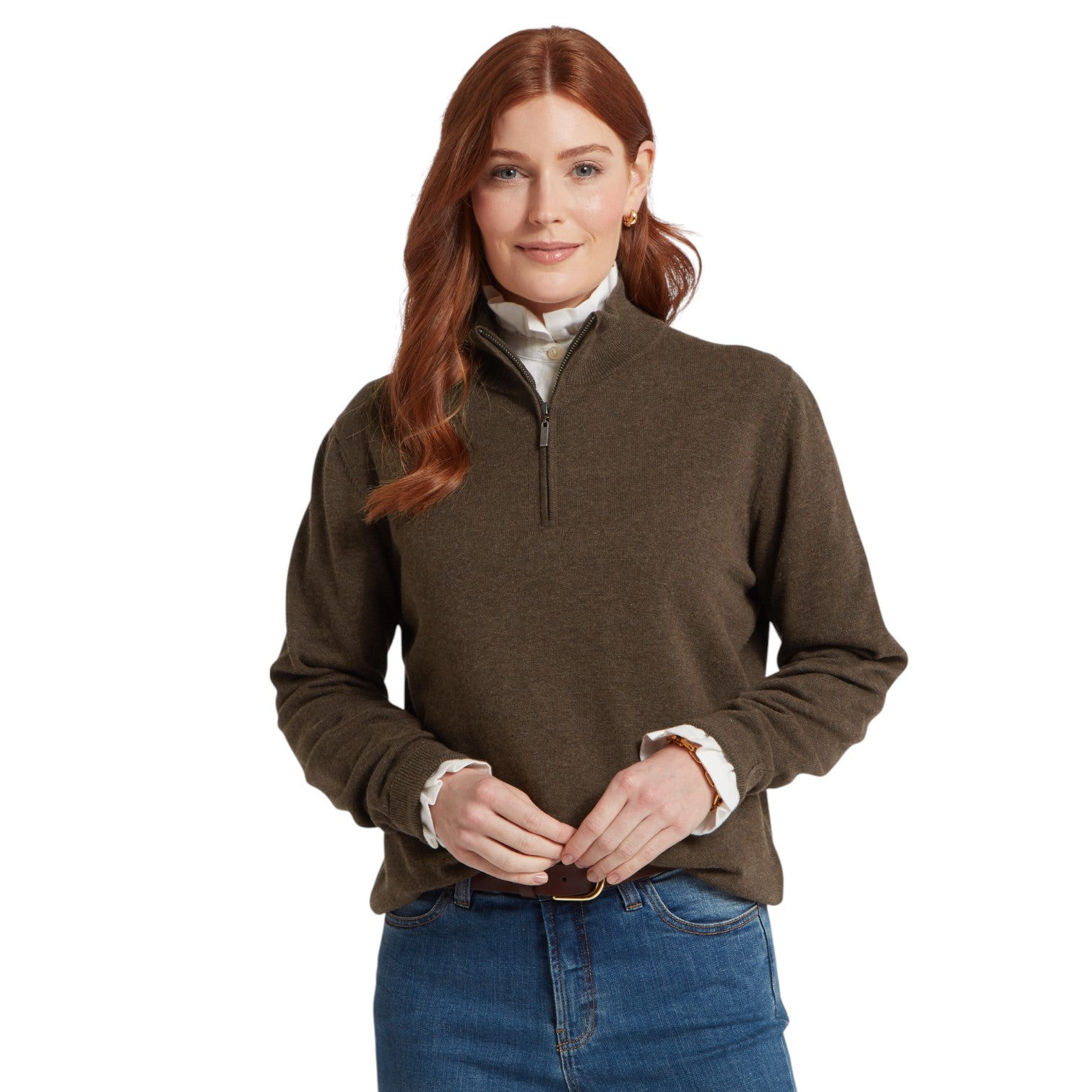 Schoffel Polperro Cotton 1/4 Zip Chocolate