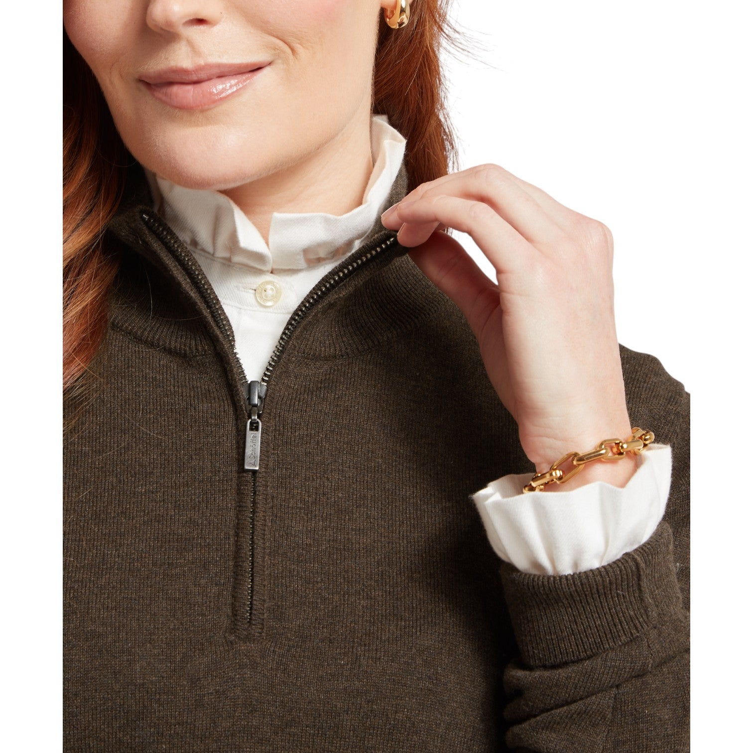Schoffel Polperro Cotton 1/4 Zip Chocolate