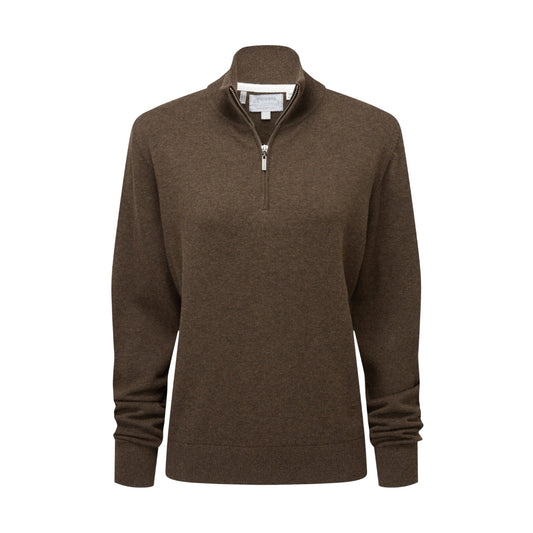 Schoffel Polperro Cotton 1/4 Zip Chocolate