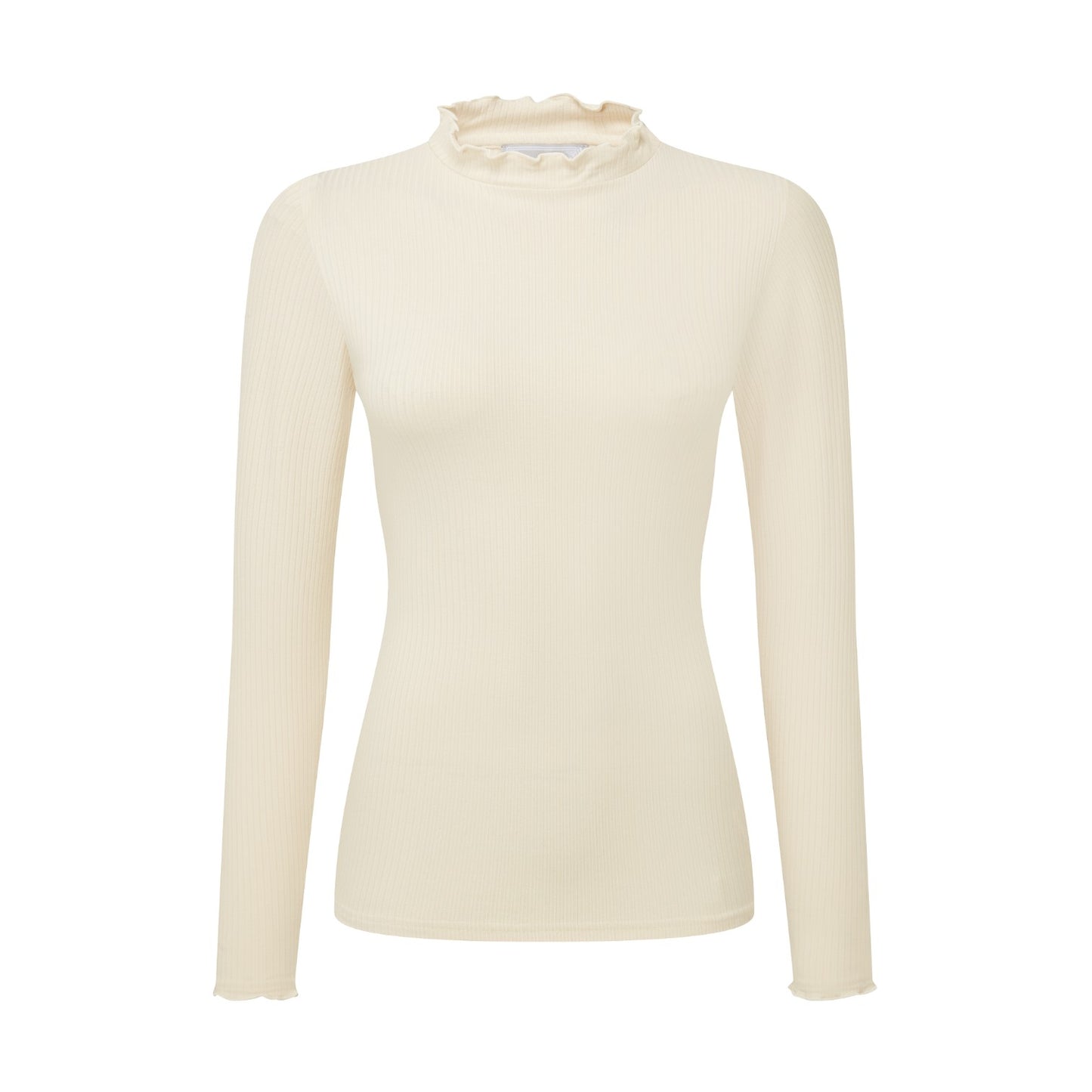 Beige long-sleeve top on a white background