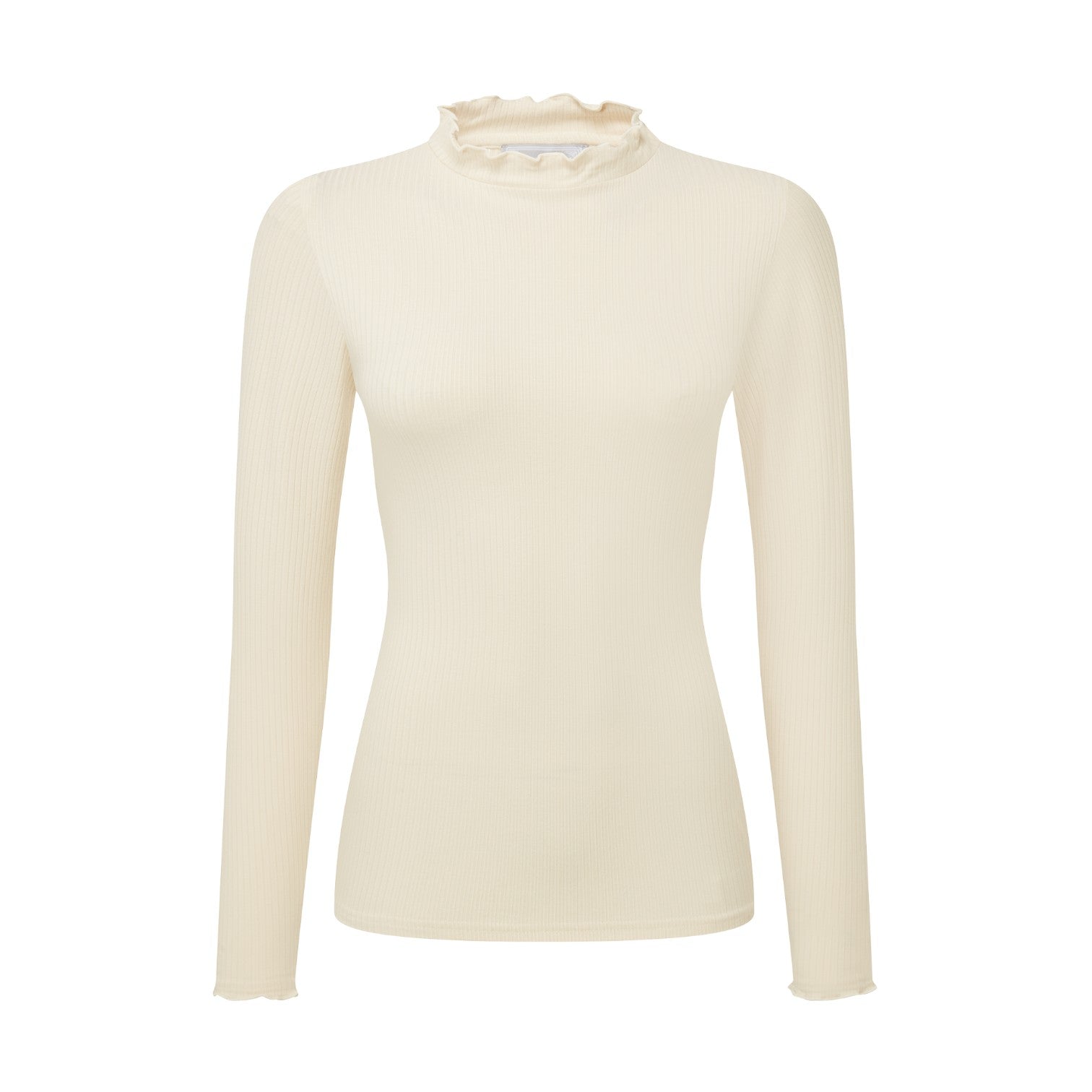 Beige long-sleeve top on a white background