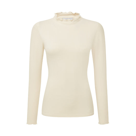 Beige long-sleeve top on a white background