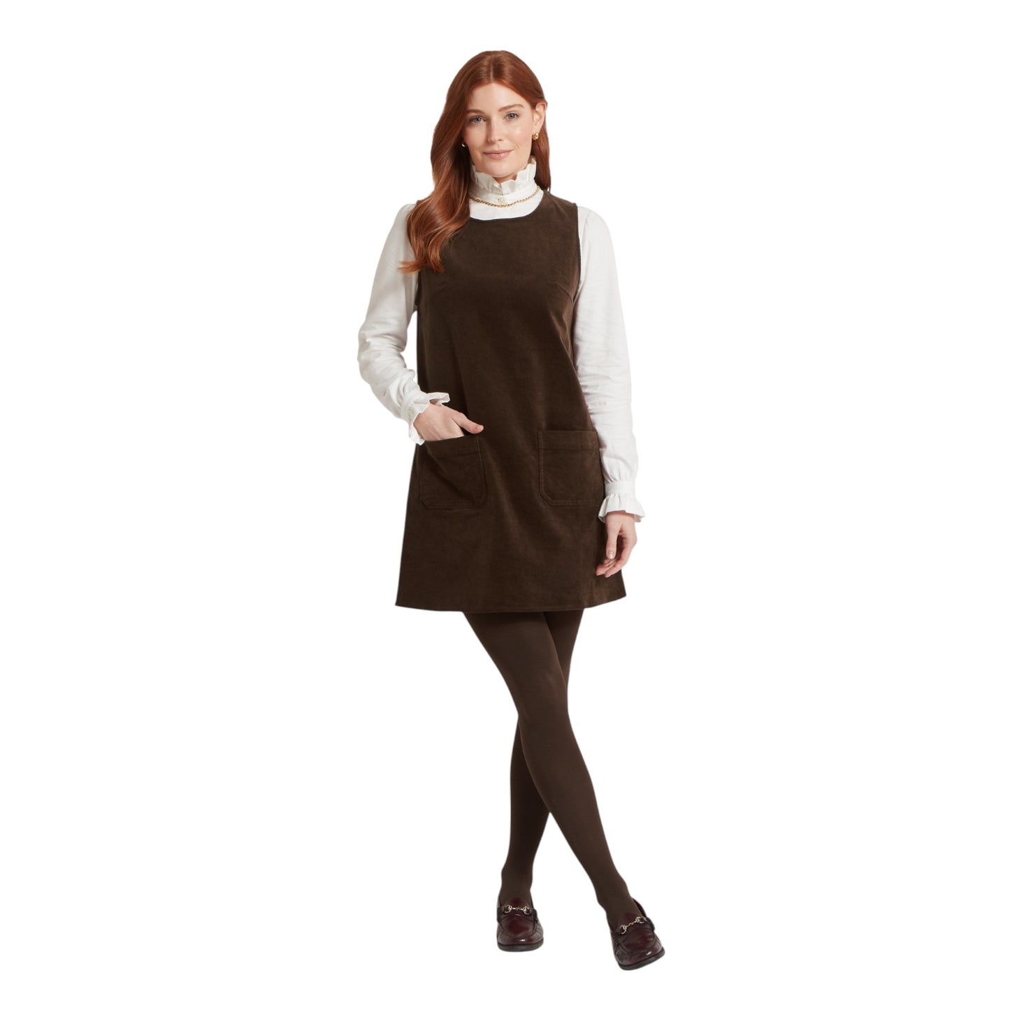 Schoffel Cord Pinafore Dress Chocolate