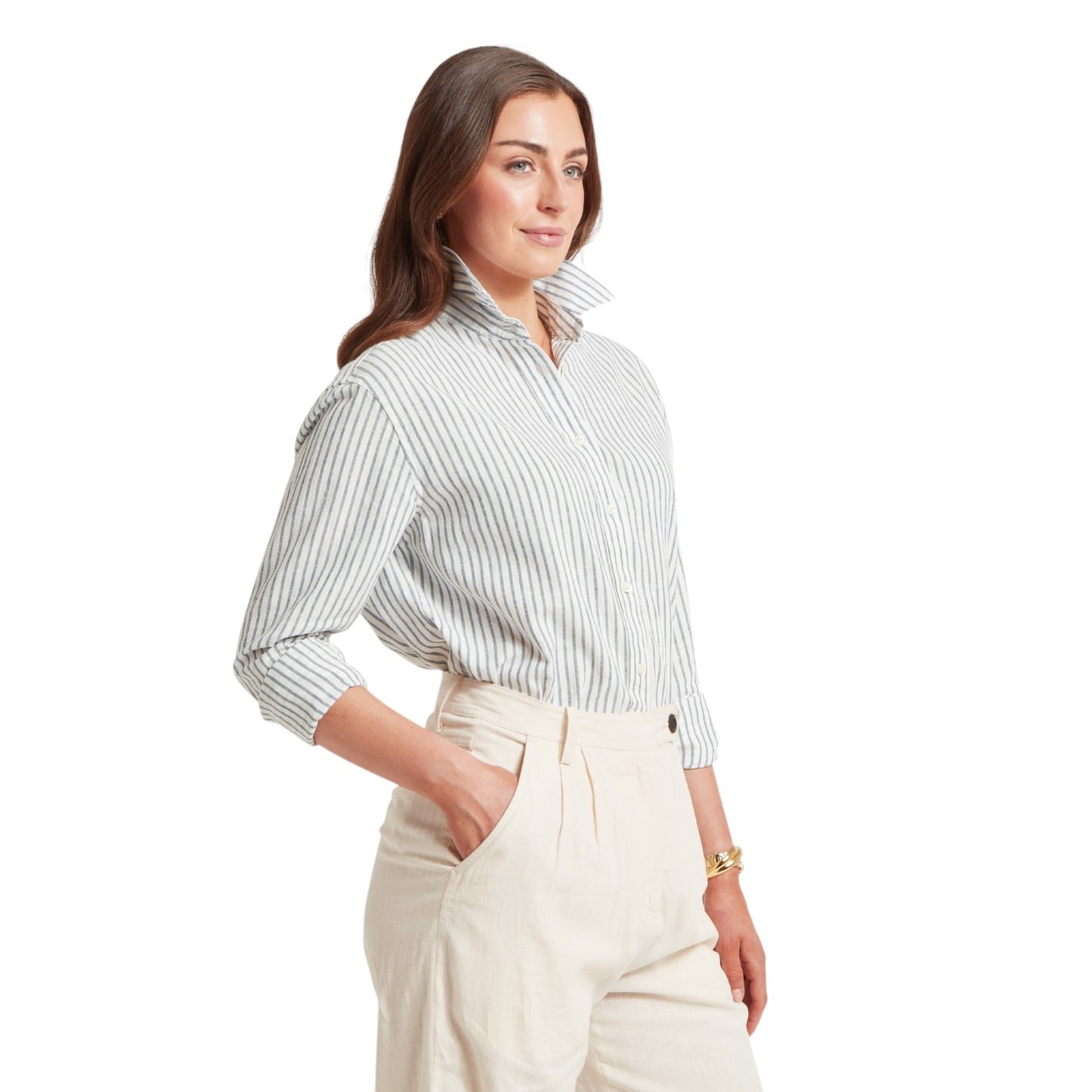 Schoffel Salthouse Linen Shirt Blue Stripe
