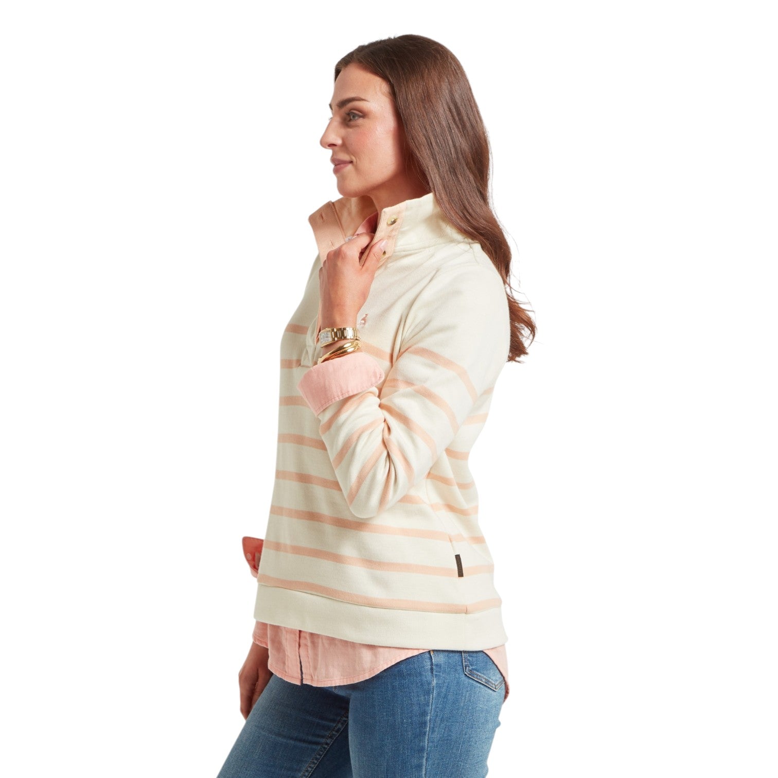 Schoffel Sandown Sweatshirt Pale Stone/Coral Peach Stripe