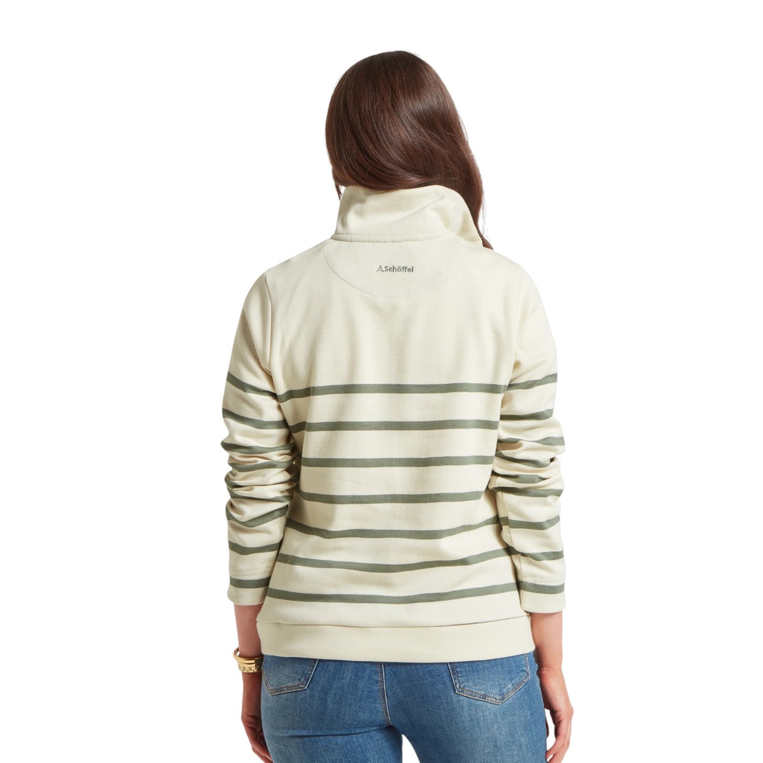 Schoffel Sandown Sweatshirt Pale Stone/Agave Green Stripe