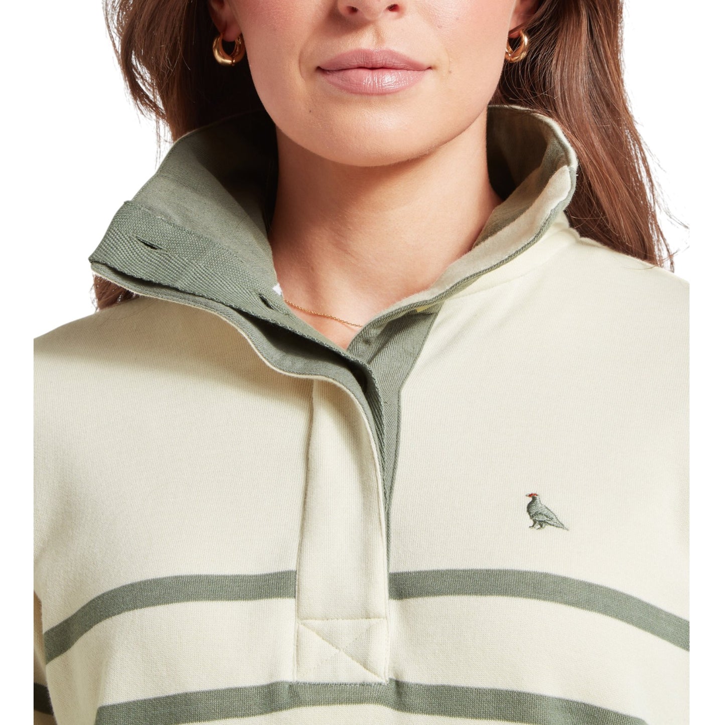 Schoffel Sandown Sweatshirt Pale Stone/Agave Green Stripe