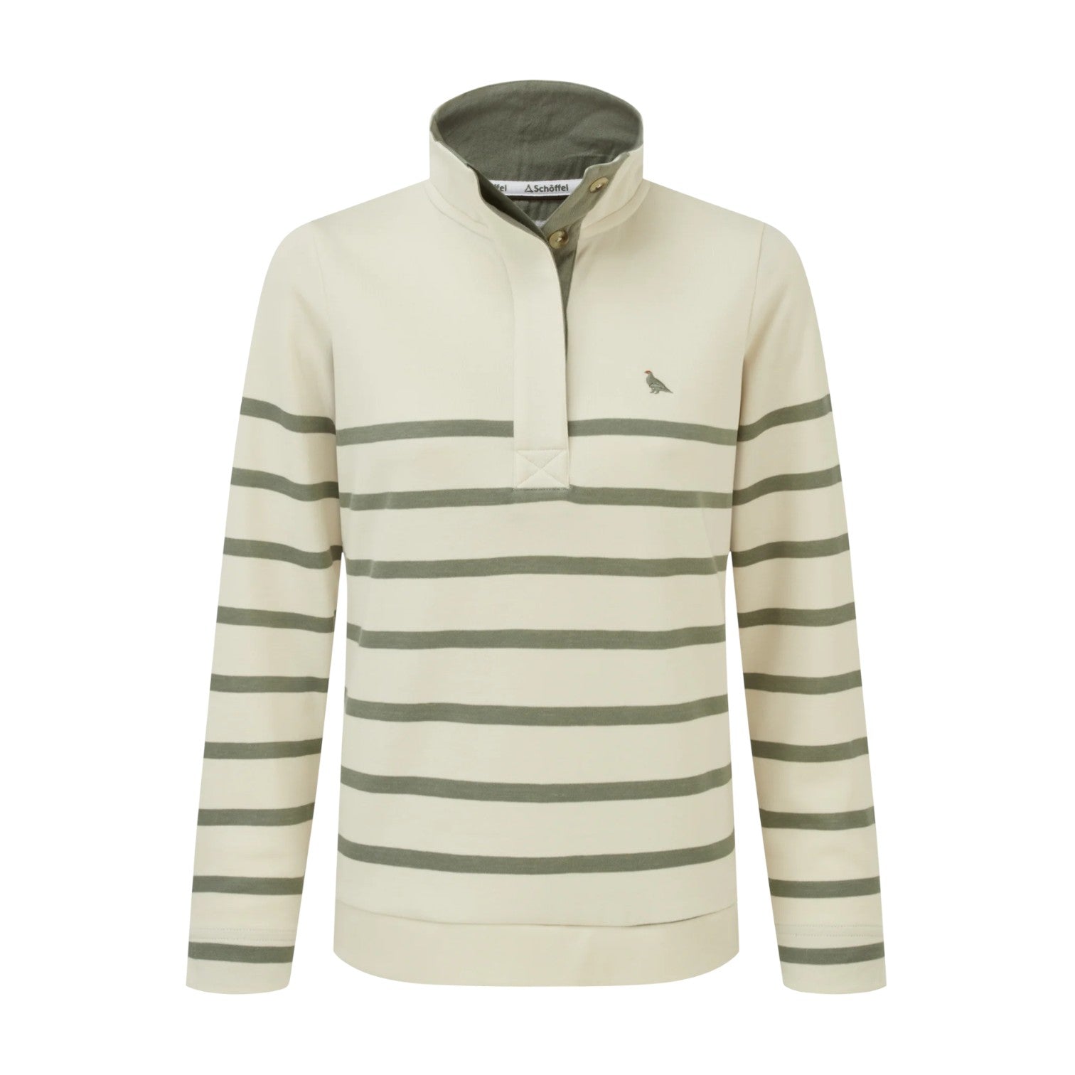 Schoffel Sandown Sweatshirt Pale Stone/Agave Green Stripe