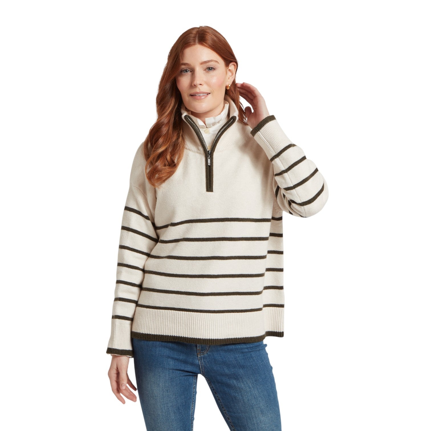 Schoffel Sandsend 1/4 Jumper- White/Loden