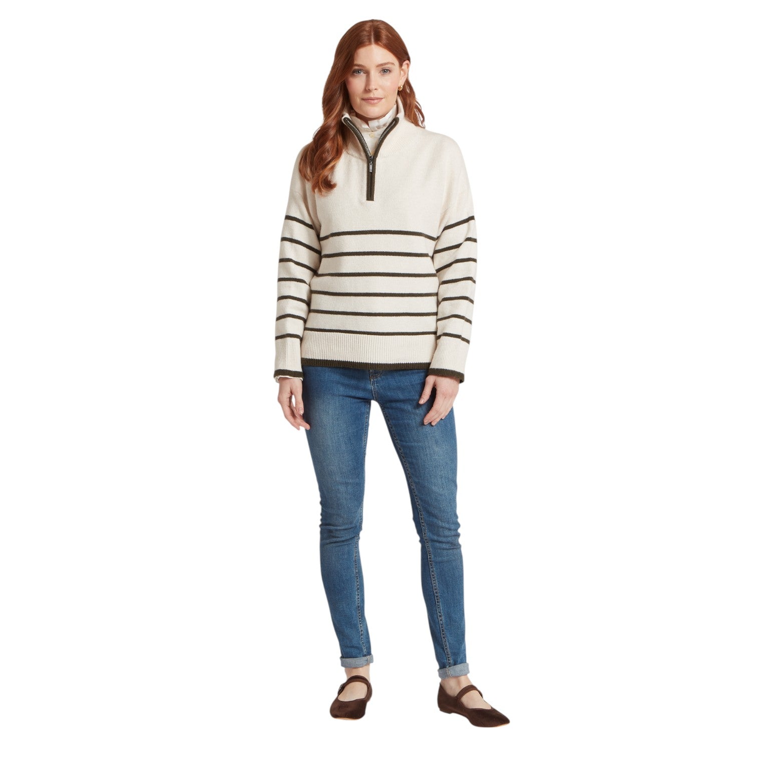 Schoffel Sandsend 1/4 Jumper- White/Loden