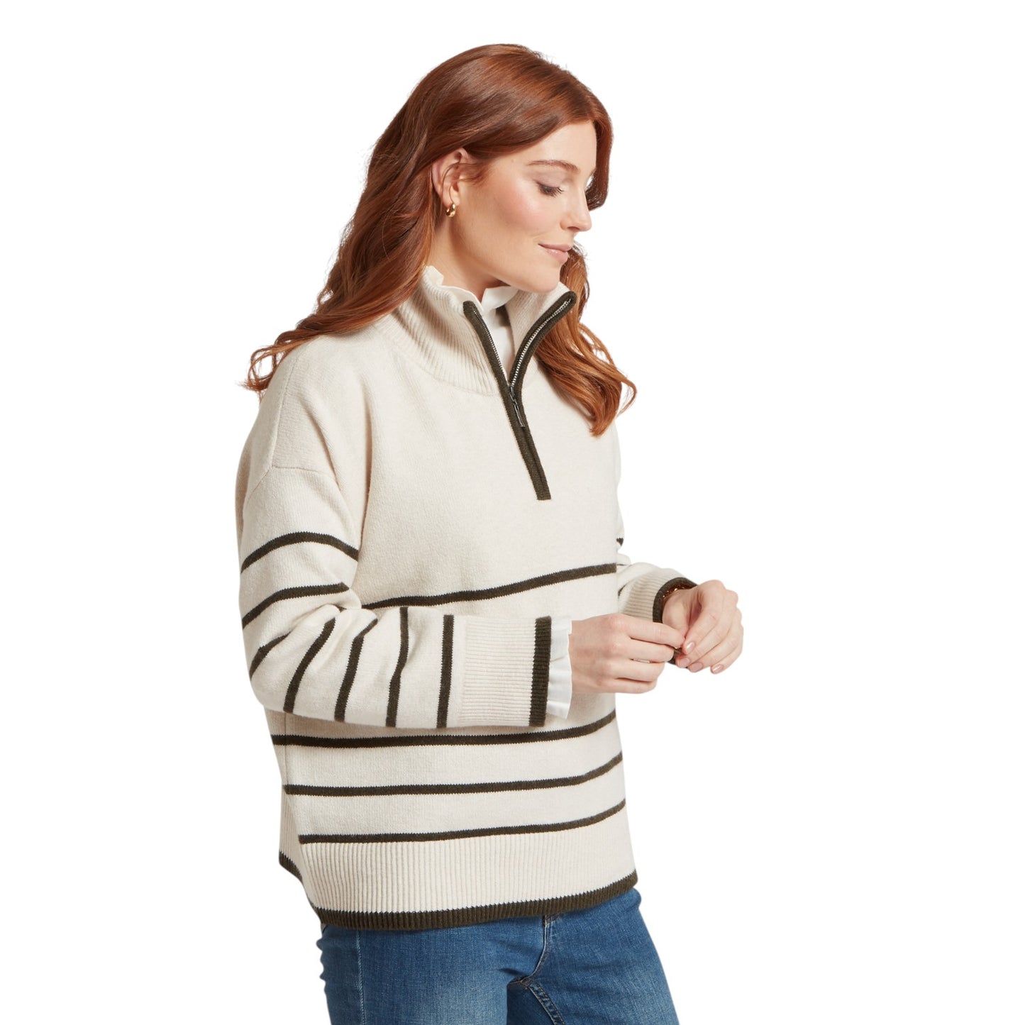 Schoffel Sandsend 1/4 Jumper- White/Loden