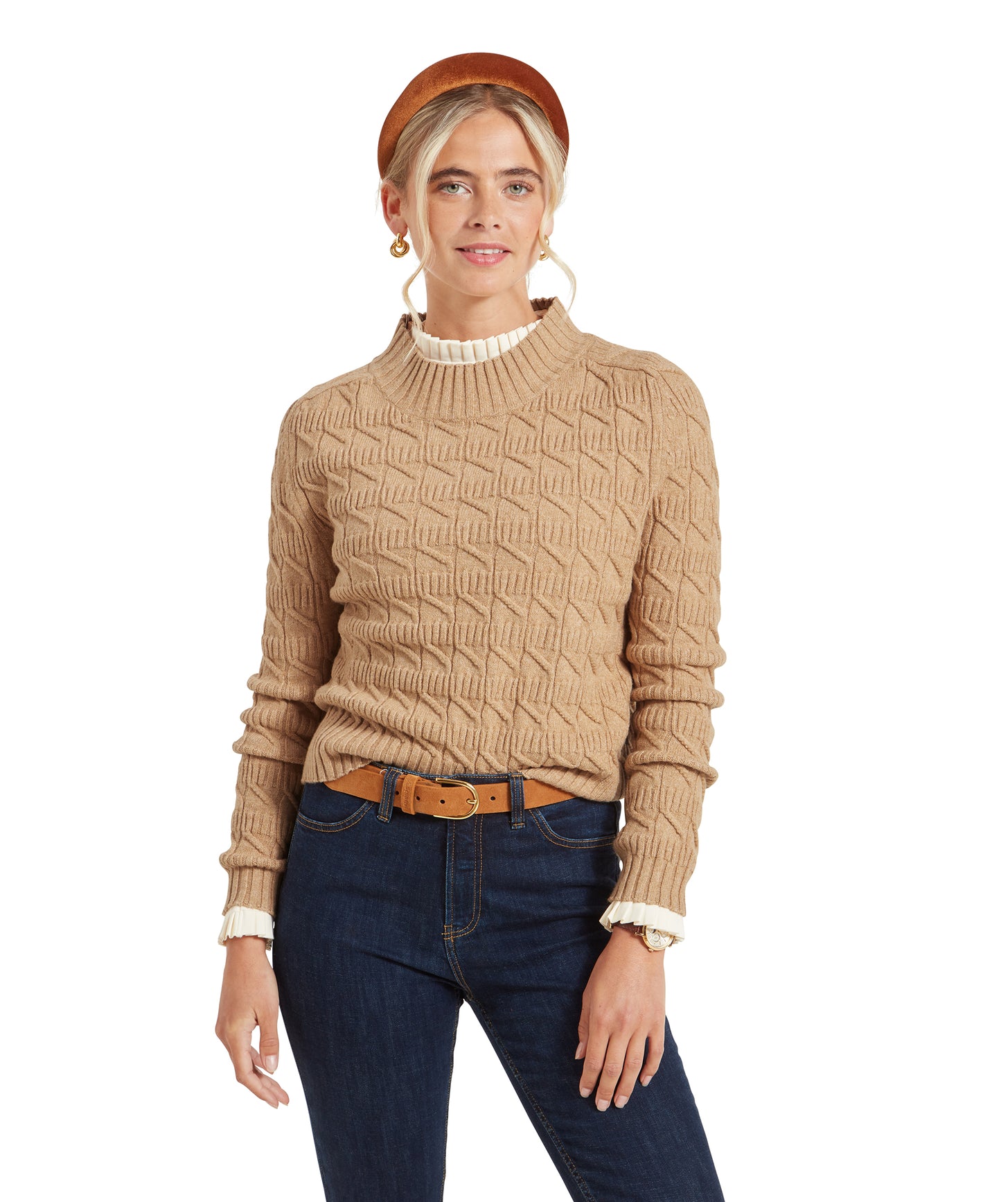 Schoffel Sandsend Cable Jumper Warm Sand