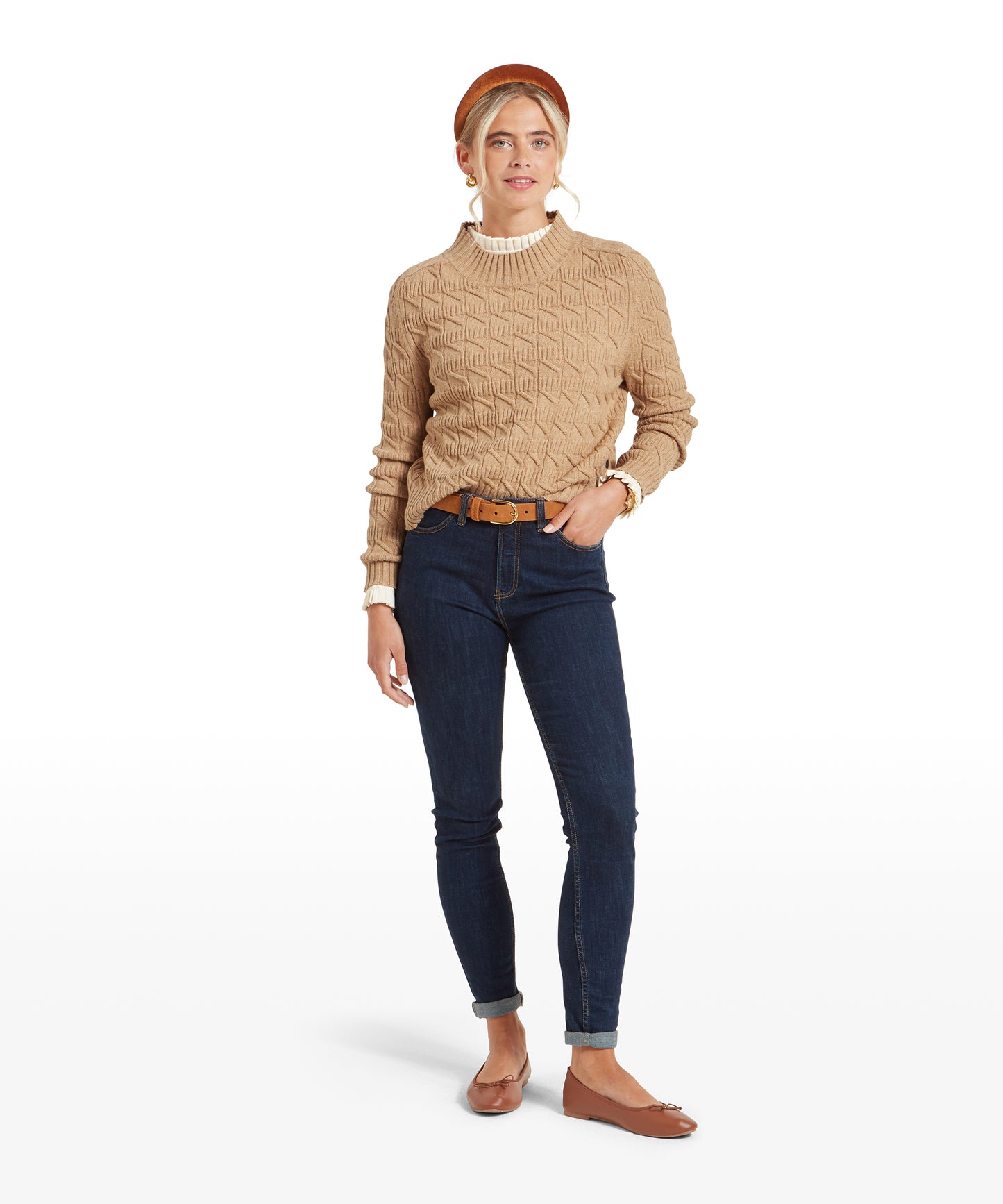 Schoffel Sandsend Cable Jumper Warm Sand