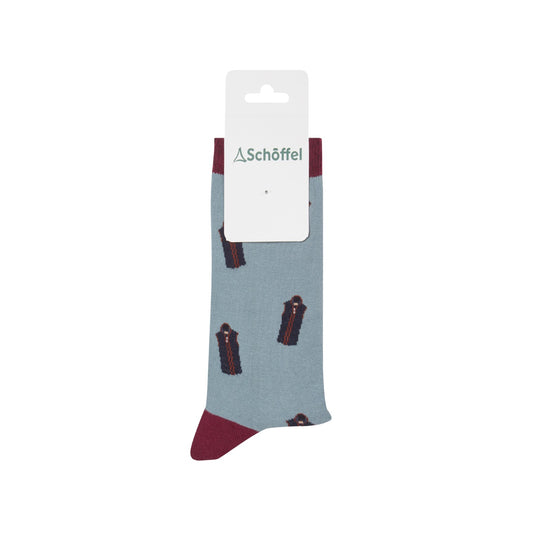 Light blue sock with red accents on a white background, featuring Schoffel branding.
