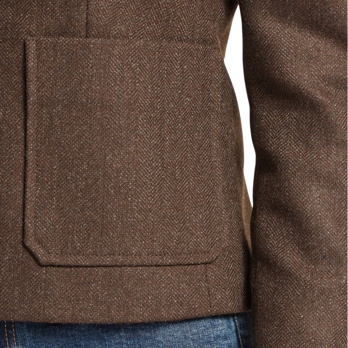 Brown textured jacket with a pocket on a white background