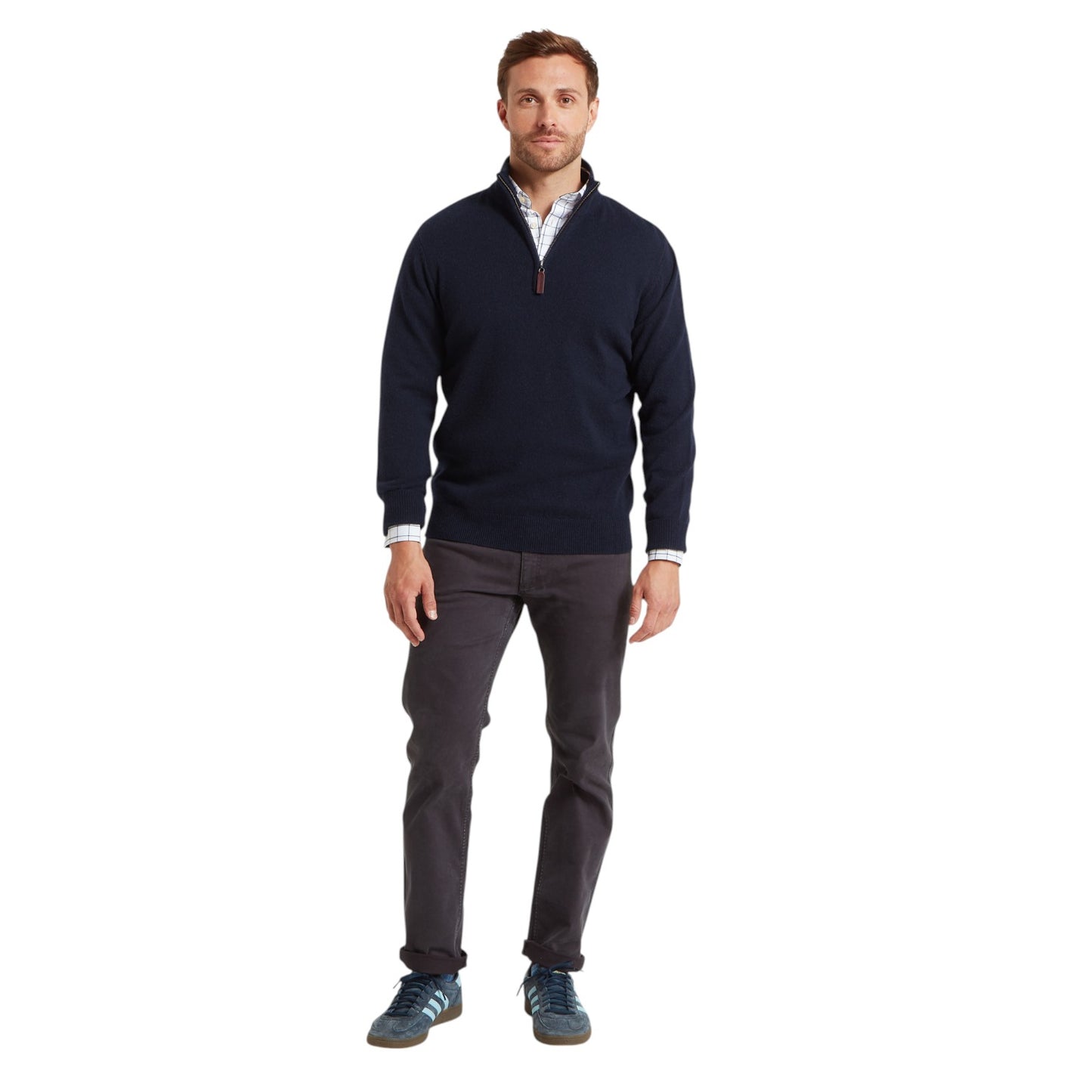 Schoffel Lewis Lambswool 1/4 Zip Jumper Navy