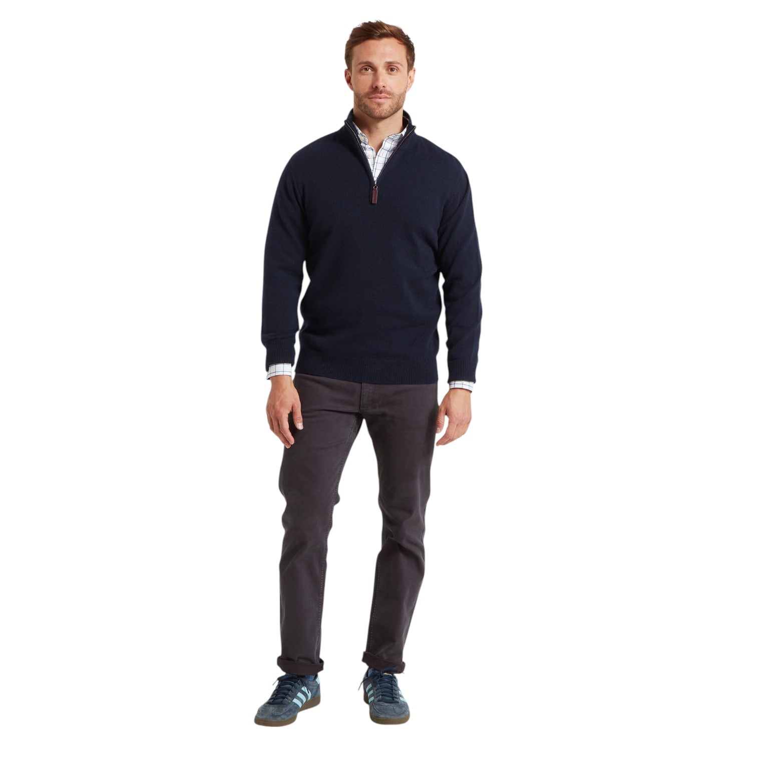 Schoffel Lewis Lambswool 1/4 Zip Jumper Navy