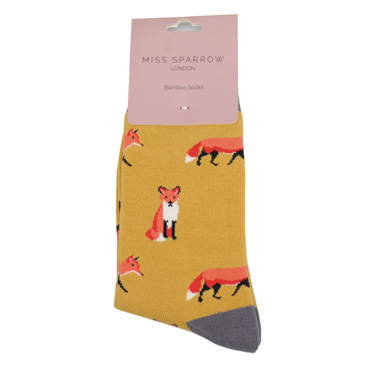 Miss Sparrow Foxes Socks Yellow