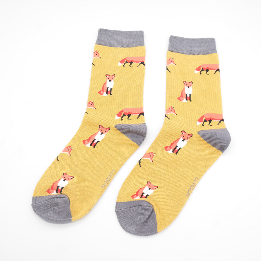 Miss Sparrow Foxes Socks Yellow