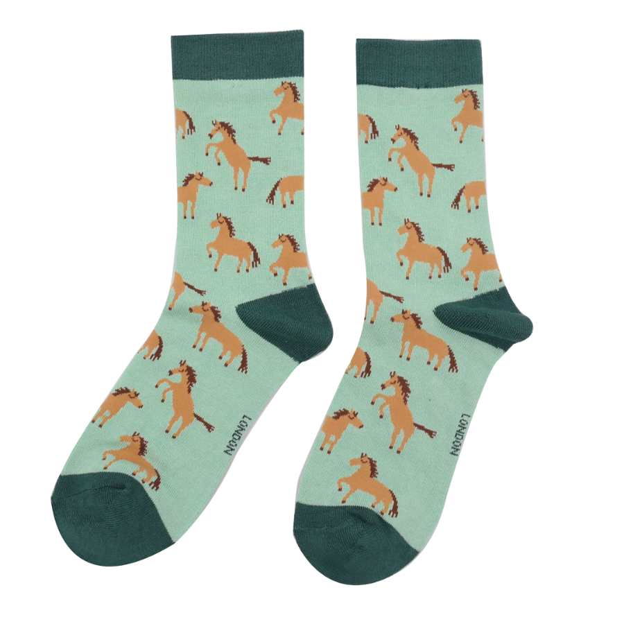 Miss Sparrow Wild Horses Mint Socks