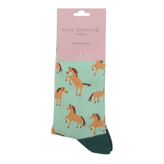 Miss Sparrow Wild Horses Mint Socks