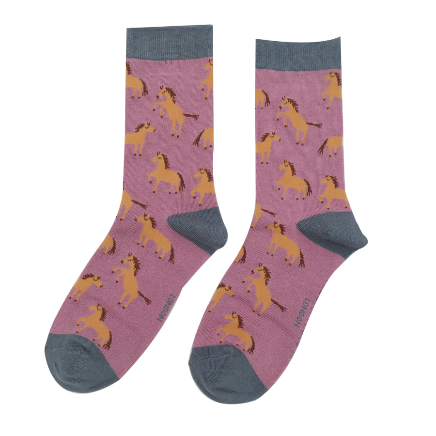 Miss Sparrow Wild Horses Socks Mauve