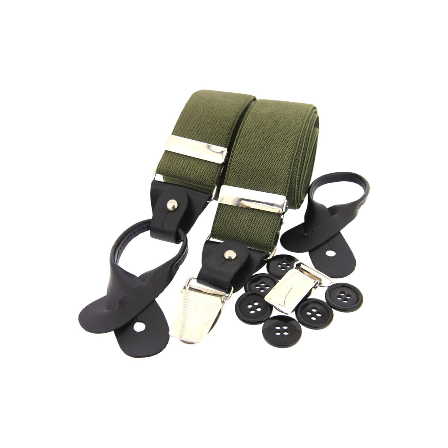 Soprano 35mm Leather End Braces - Olive