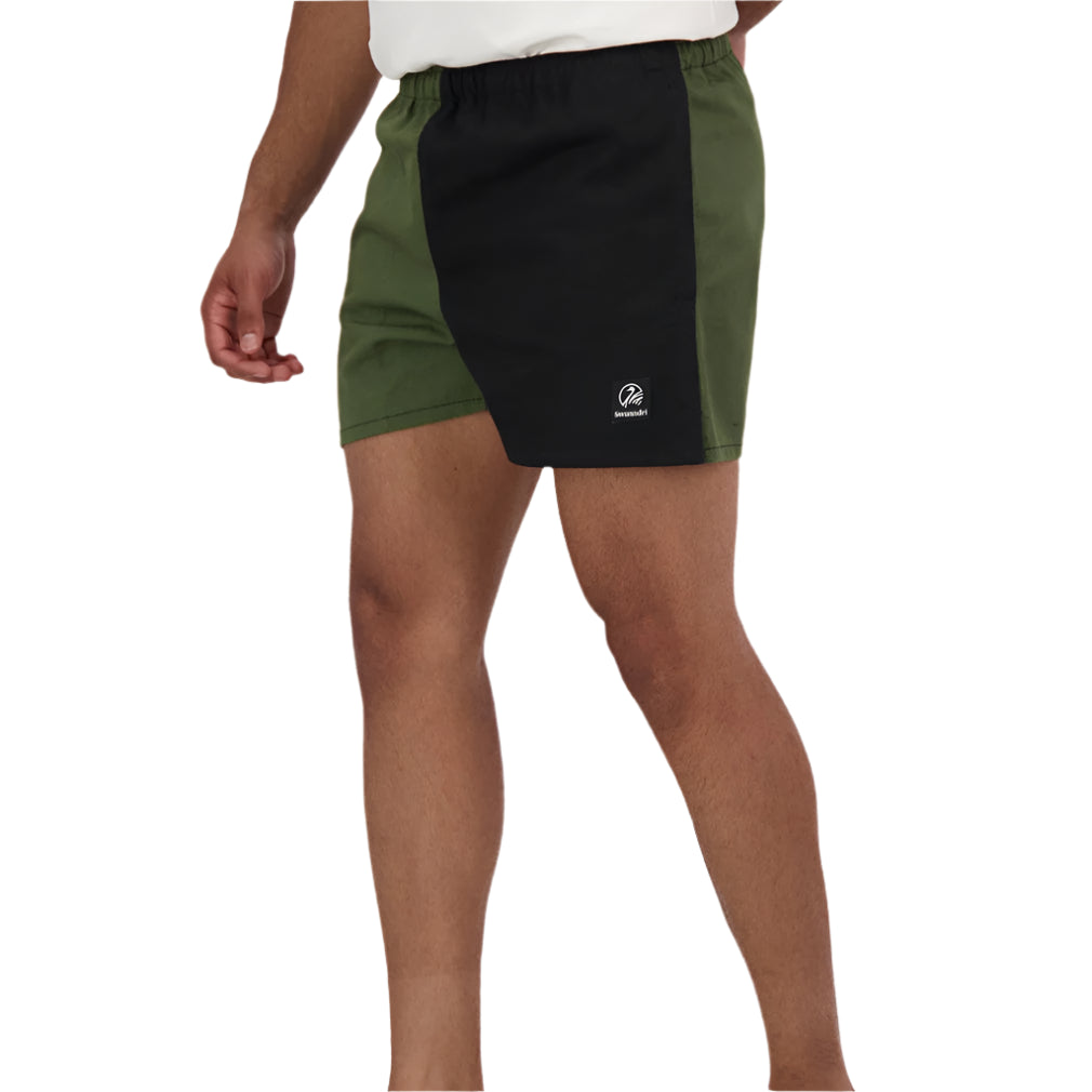 Swanndri Chequered Rugby Shorts in Olive/Black