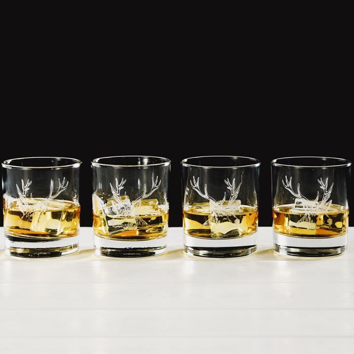 4 Glass Tumblers - Stag