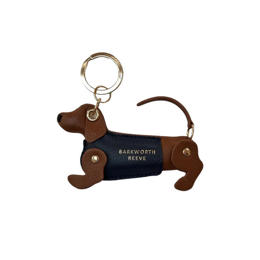 Barkworth Reeve Bertie Sausage Dog Keyring Tan/Navy