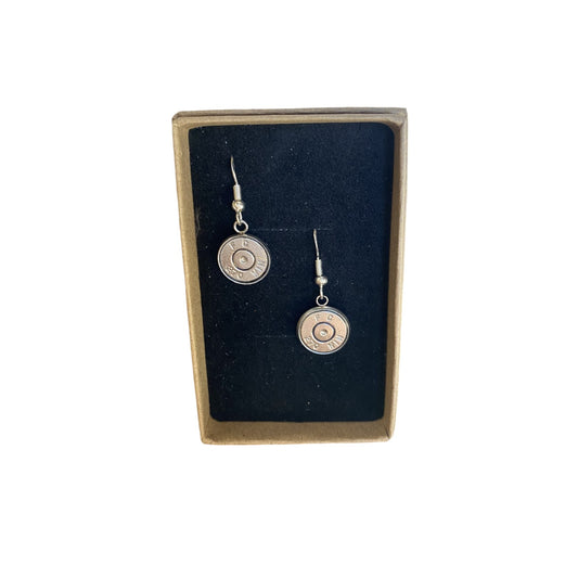 Spent Shells Rifle Dangly Earrings Silver