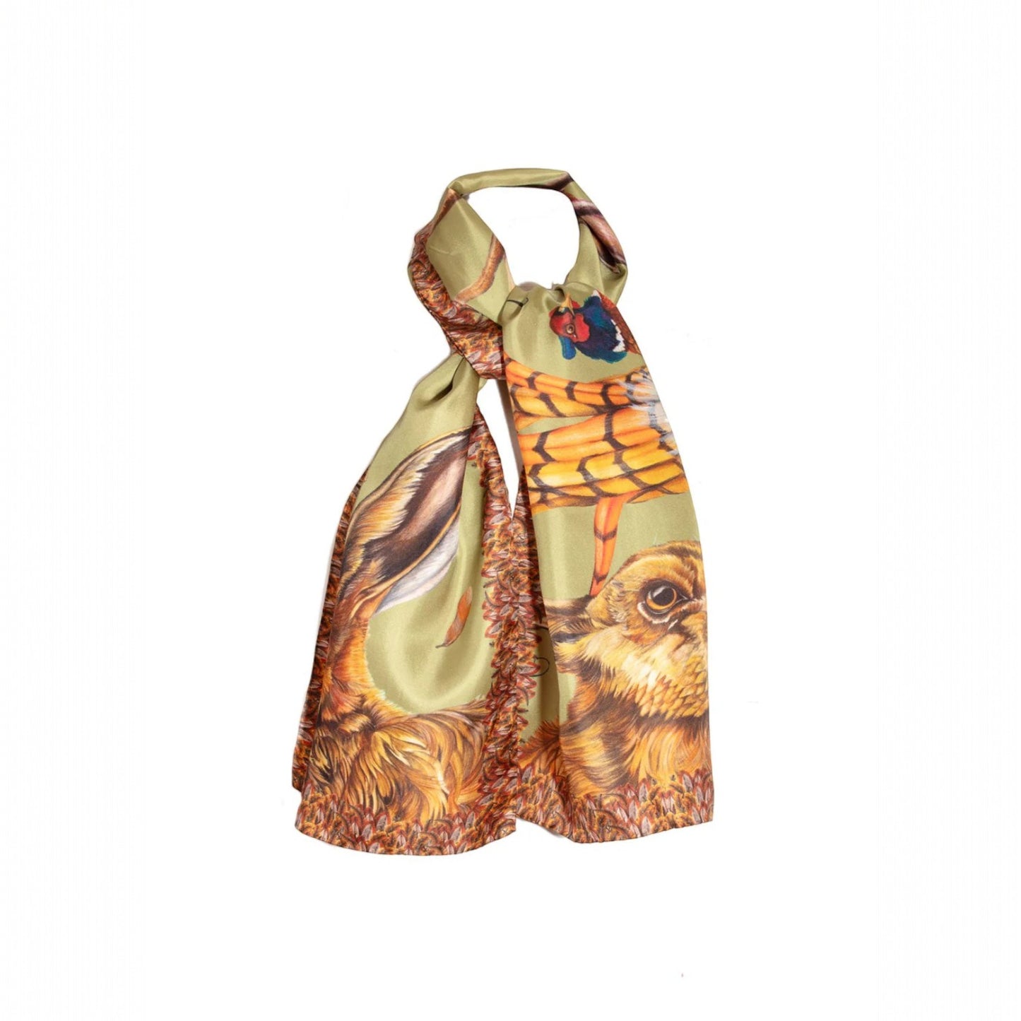 Clare Haggas A Head Of The Game Fern Green Classic Silk Scarf