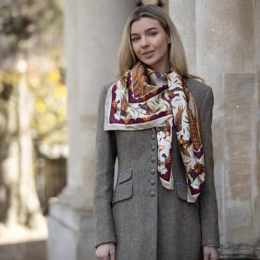 Clare Haggas George & Friends Toffee Large Square Silk Scarf