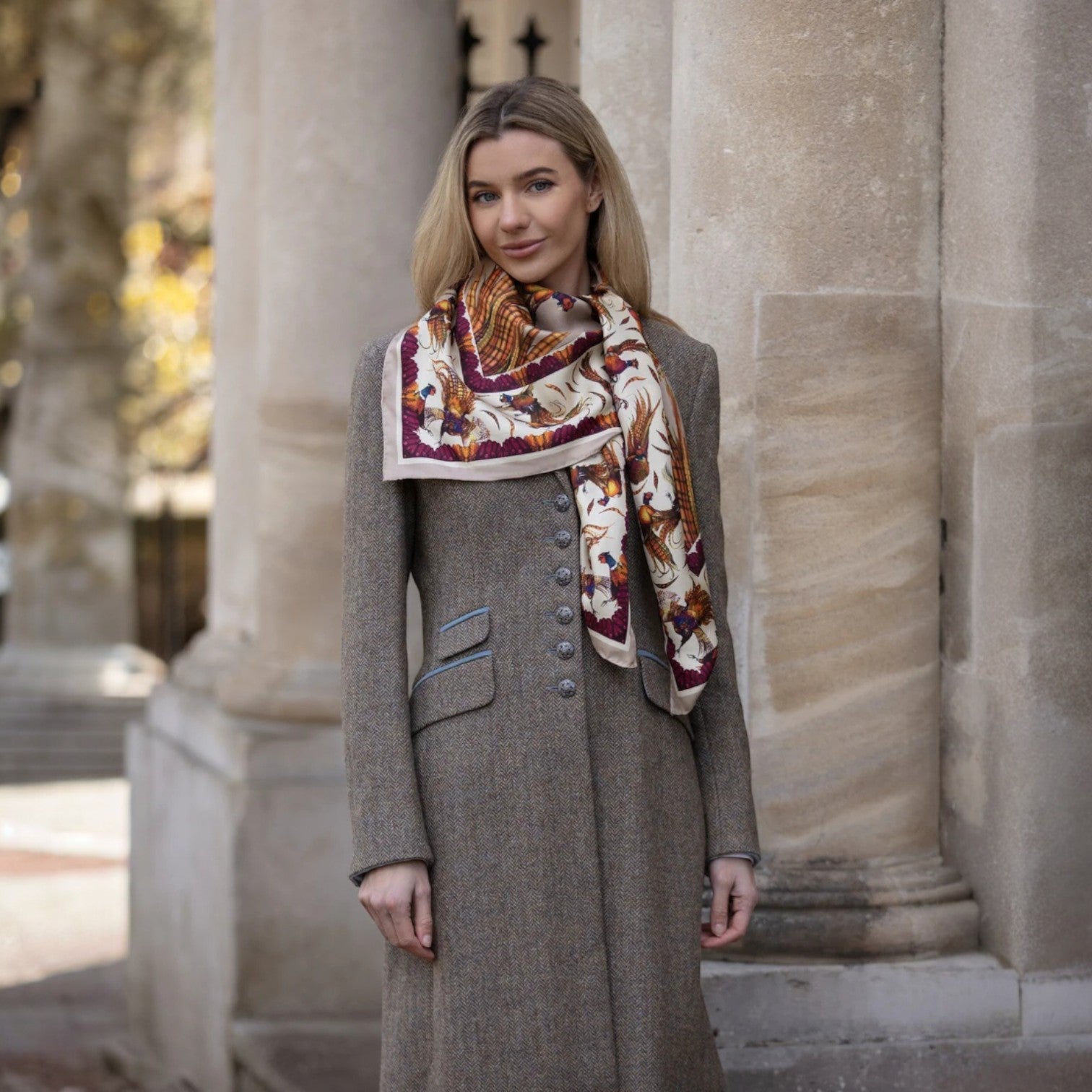 Clare Haggas George & Friends Toffee Large Square Silk Scarf