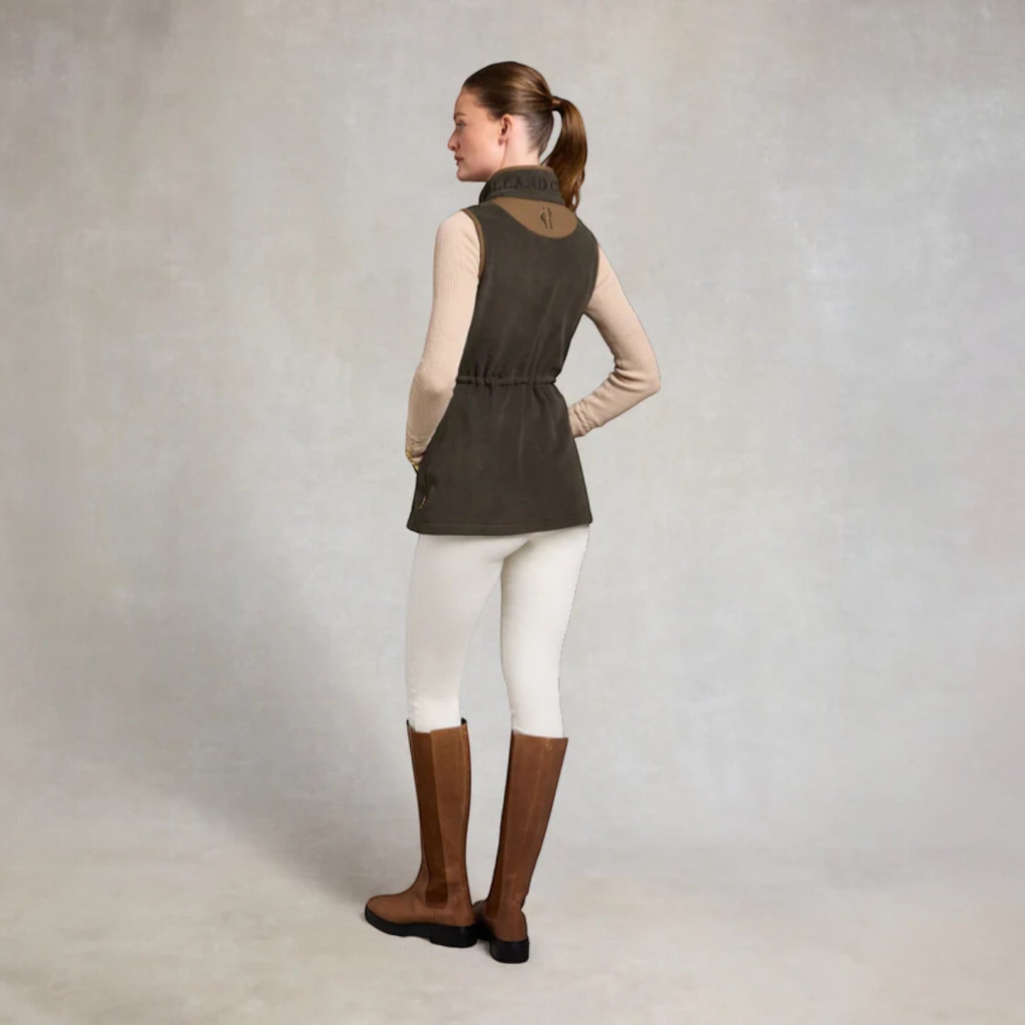 Holland Cooper Country Longline Fleece Gilet Khaki