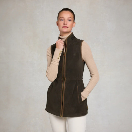 Holland Cooper Country Longline Fleece Gilet Khaki