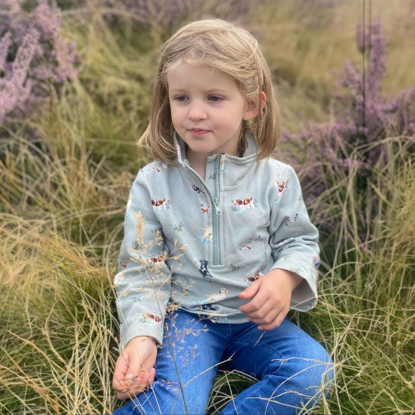 The Little Stamford Co. organic cotton half zip sweatshirt Dog