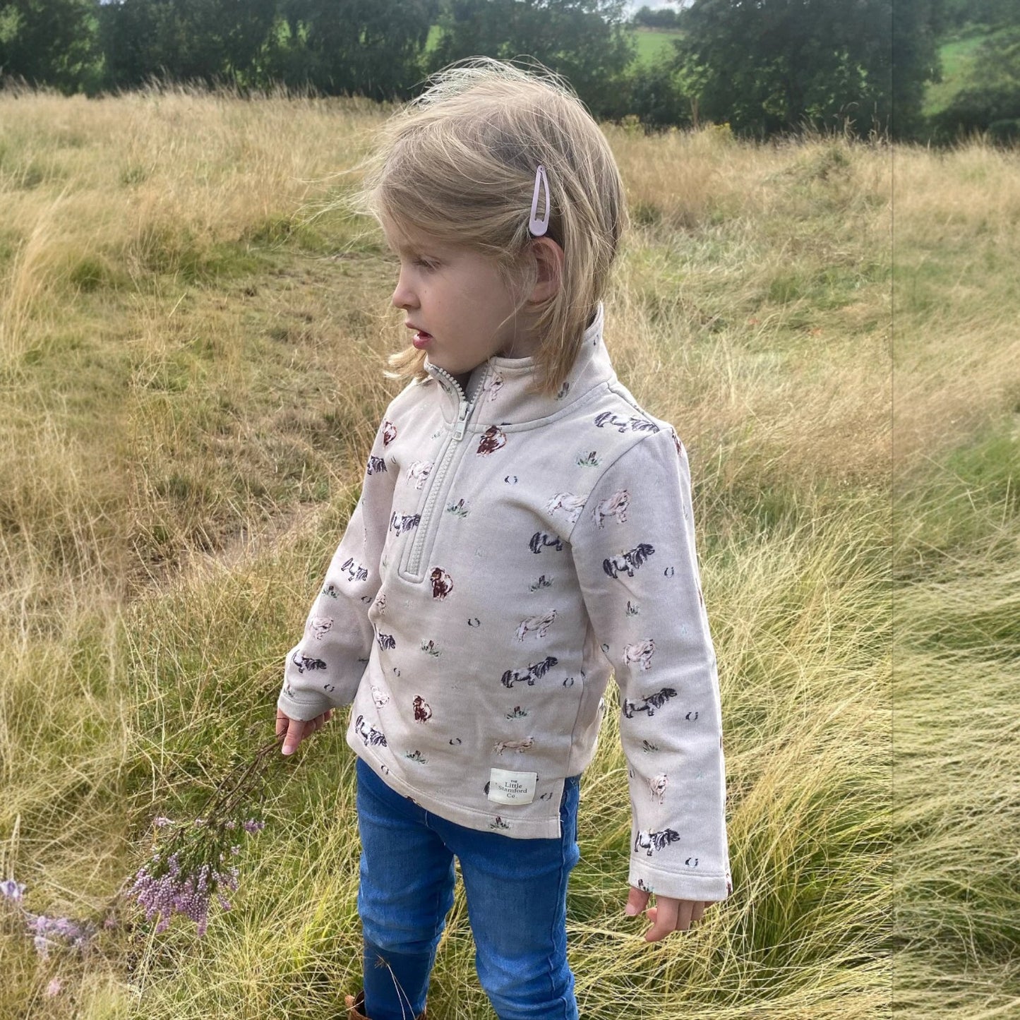 The Little Stamford Co. Organic Cotton Half Zip Sweatshirt Pony