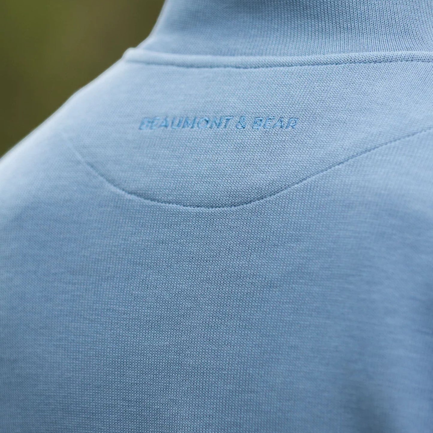 Beaumont & Bear Dittisham Ribbed Unisex Quarter Zip Vintage Blue