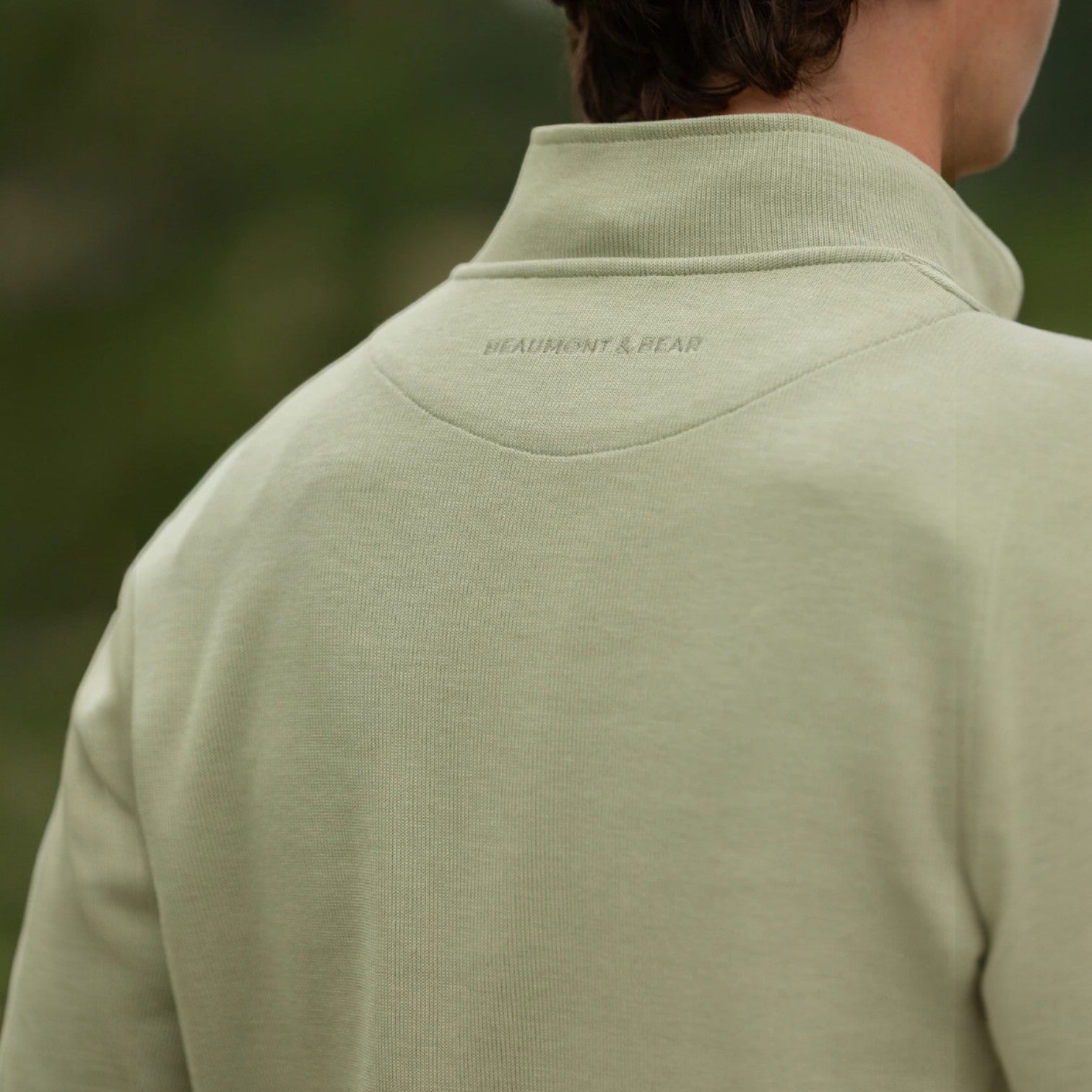 Beaumont & Bear Dittisham Ribbed Unisex Quarter Zip Moss Green