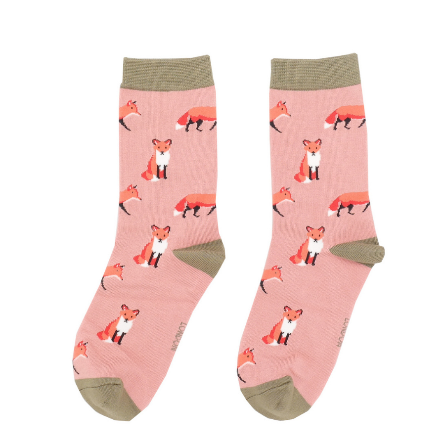 Miss Sparrow Fox Dusky Pink Socks