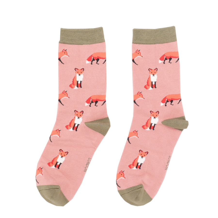 Miss Sparrow Foxes Socks Dusky Pink