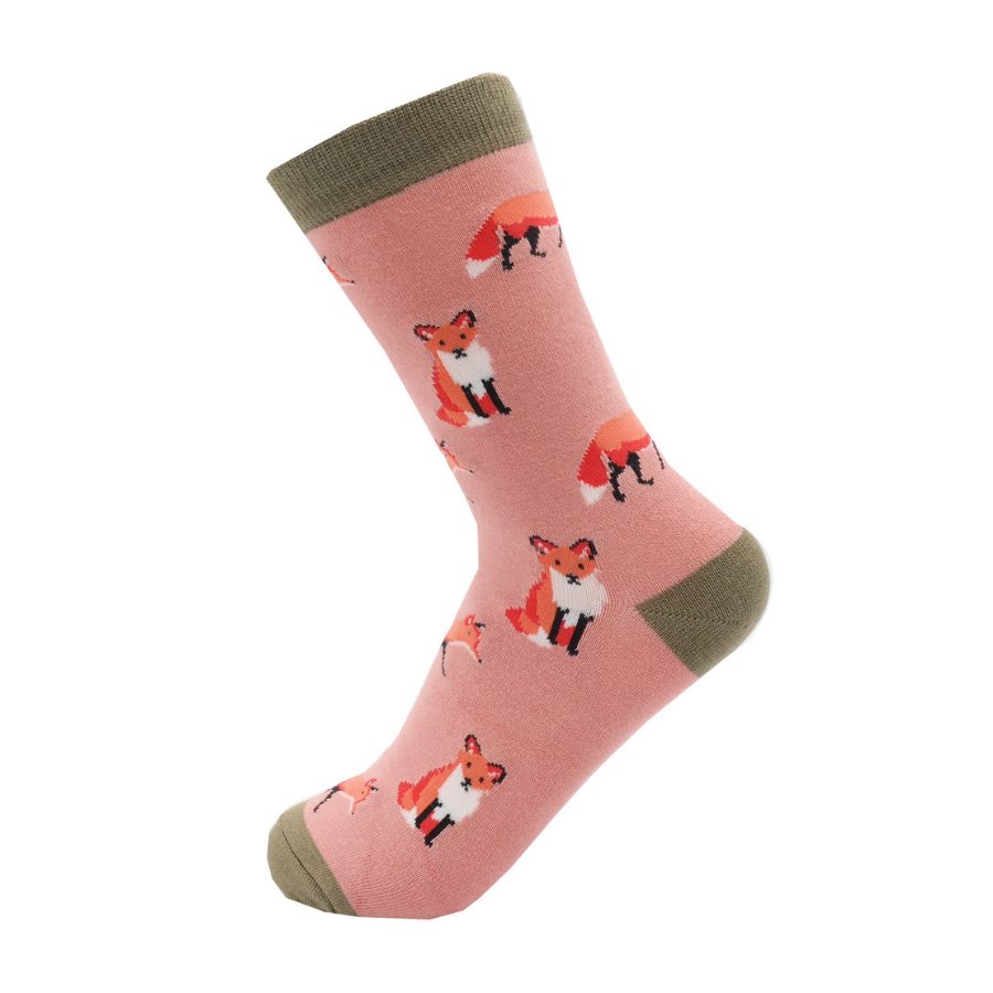 Miss Sparrow Fox Dusky Pink Socks